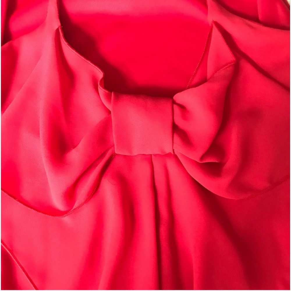 Everly Red Scoop Back Mini dress with Spaghetti Straps, Back Bow, Slip Dress S